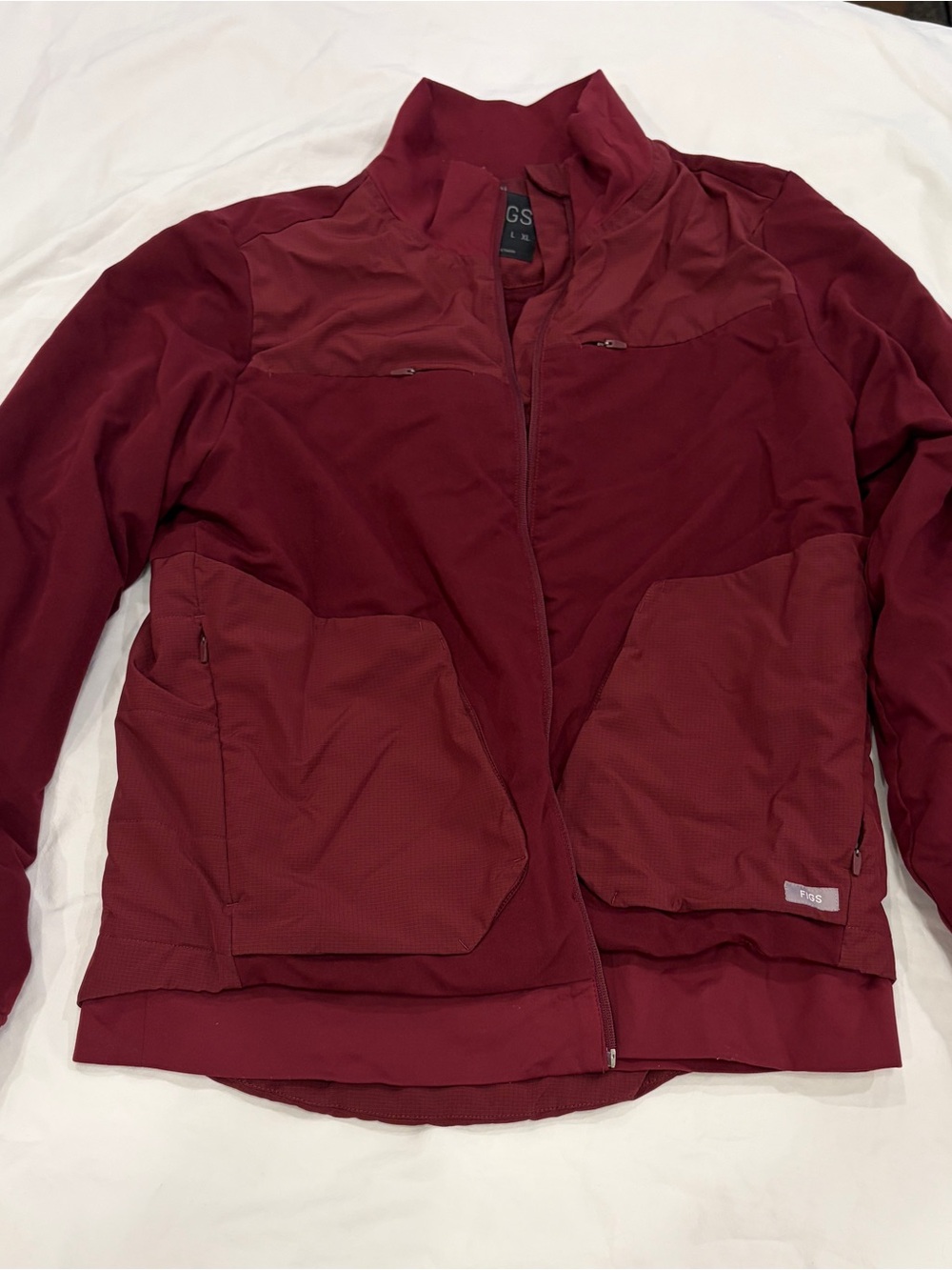 Figs scrub jacket Burgundy Zip-Front Jacket bomber style women’s S